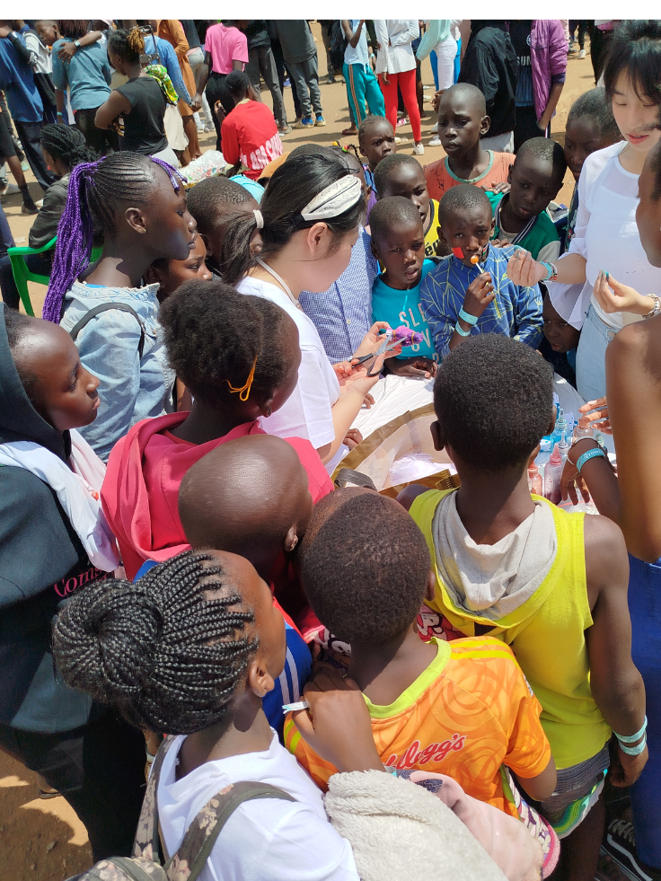 Crowd of children at a community event